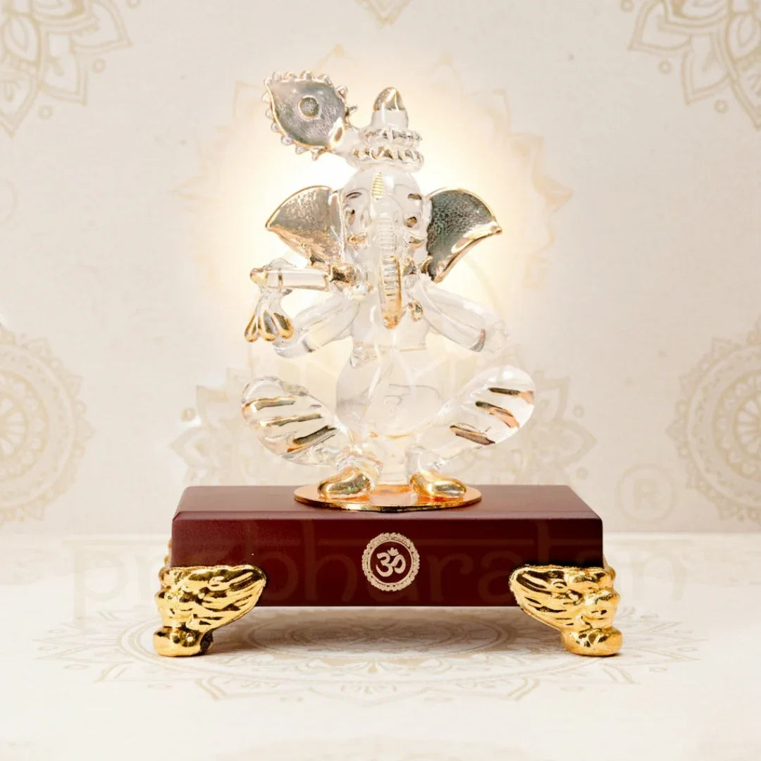 Prabhuratan Gold Ganesha Statue for Home Decor - Metal Alloy Lord Ganesh Figurine - Prabhuratan