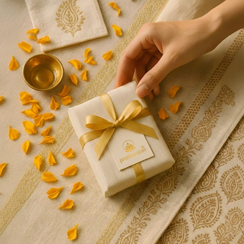 Gold Trishul Om Idol with Rudraksh & Damru - Prabhuratan