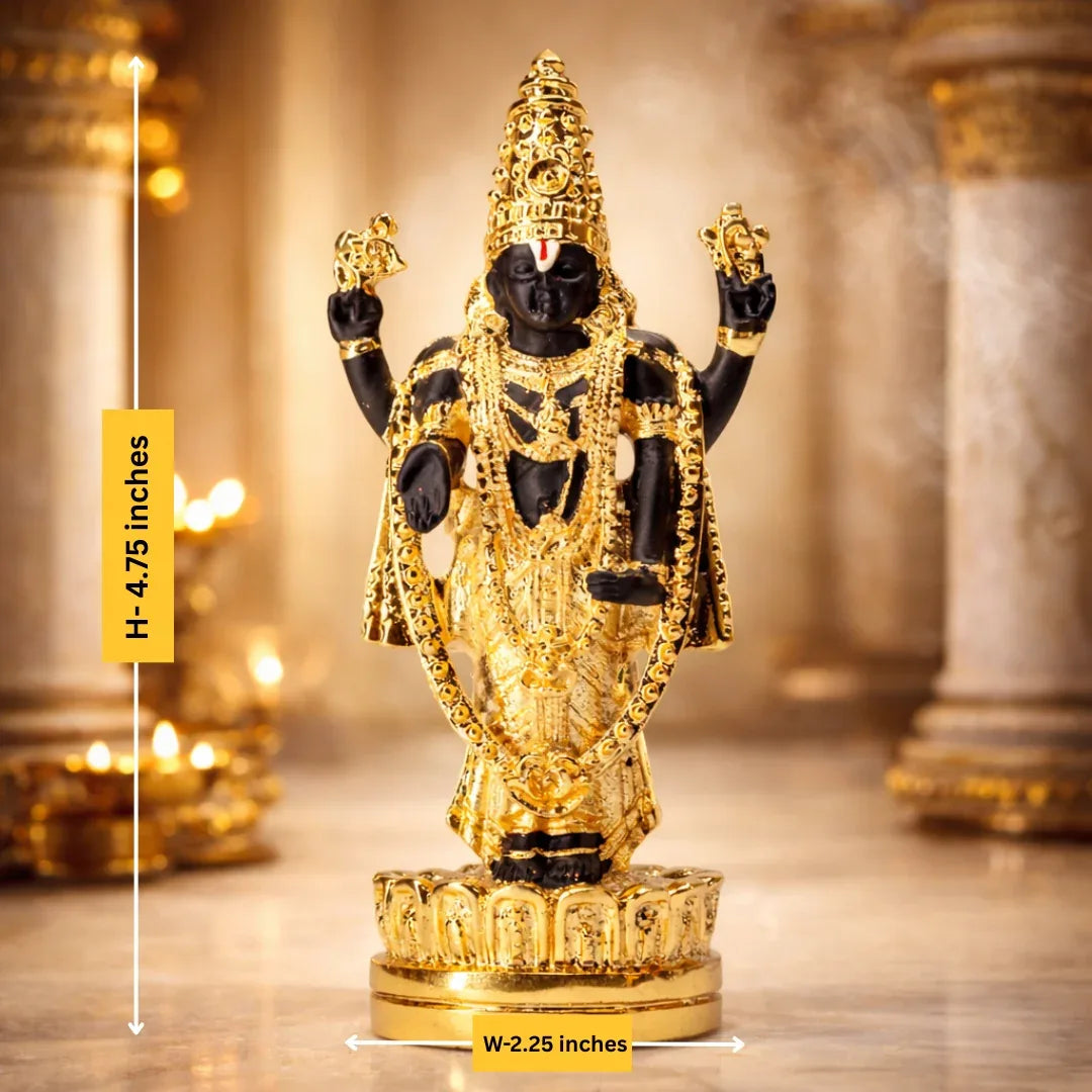 Gold Vishnu Statue for Home Decor - Metal Alloy Lord Vishnu Figurine - Prabhuratan