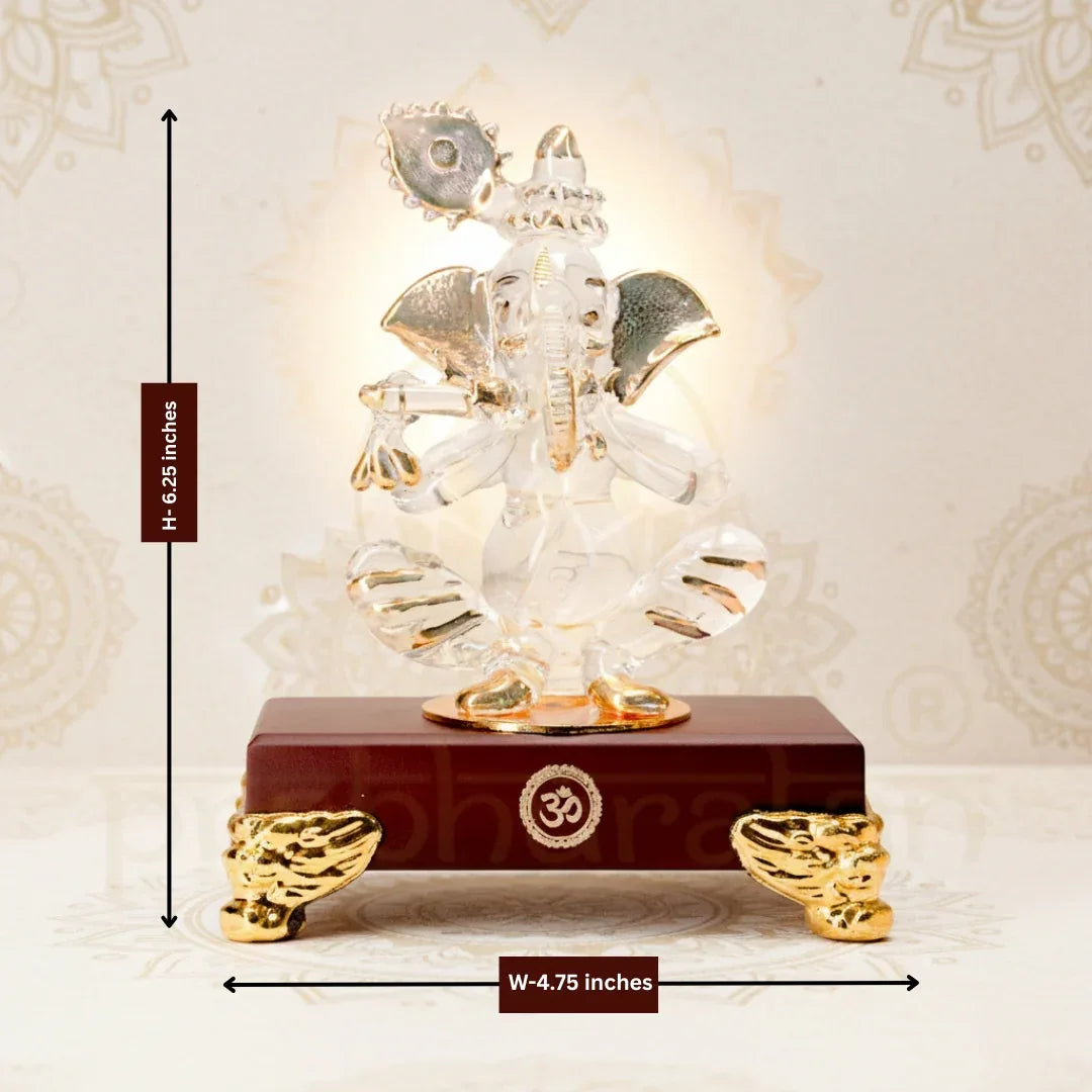 Prabhuratan Gold Ganesha Statue for Home Decor - Metal Alloy Lord Ganesh Figurine - Prabhuratan